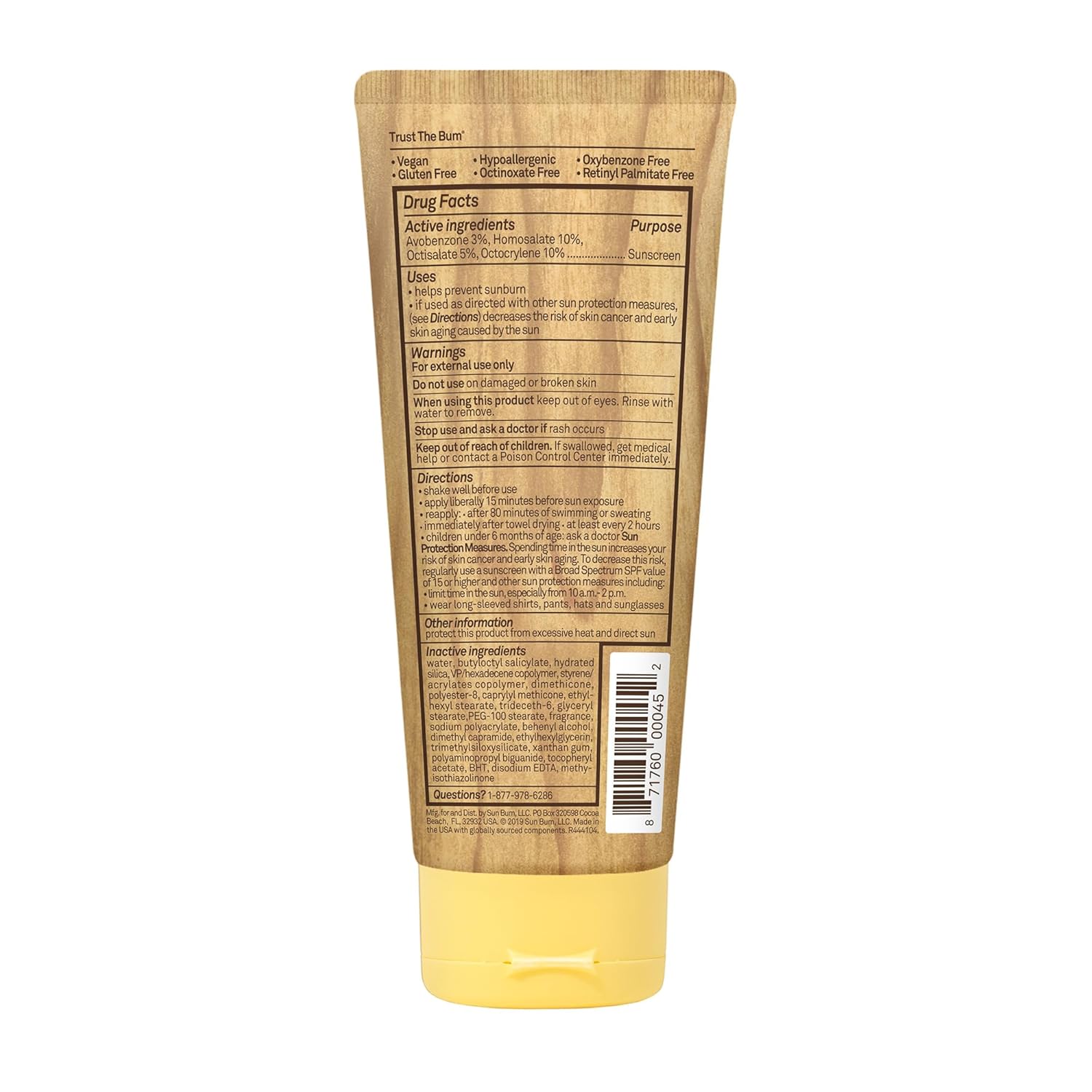 Sun Bum Original Moisturizing Sunscreen SPF 50 Lotion|Reef Friendly Broad Spectrum UVA/UVB Protection|Water Resistant  Non-Greasy Protection,Hypoallergenic,Paraben Free,Gluten Free|SPF 50 6ozTube · v2