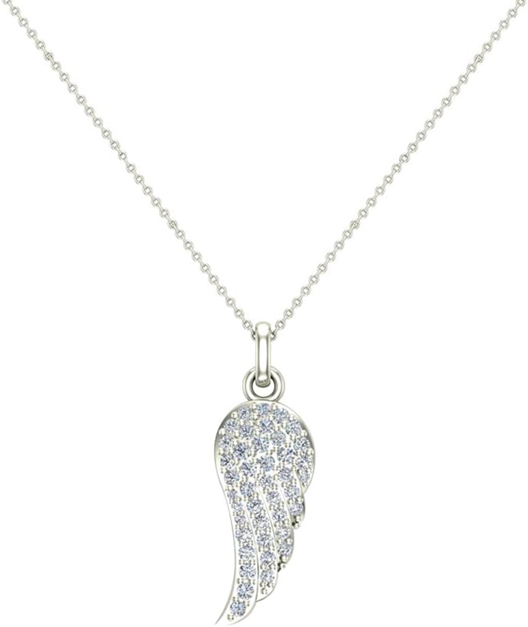 Angel Wings 14K gold Diamond Necklaces for women Charm w/o Chain Gift Box Authenticity Cards (G, SI) · v2