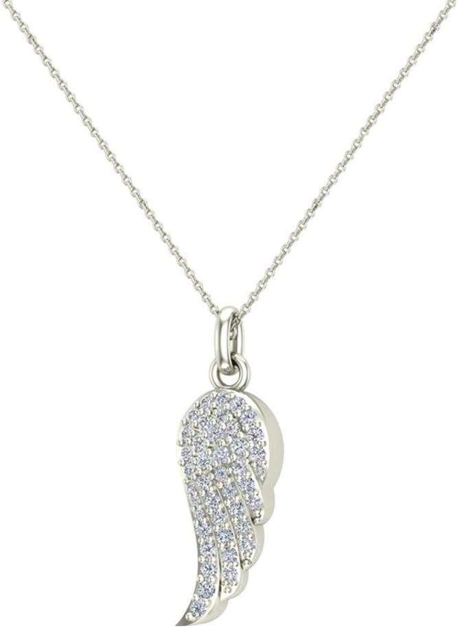 Angel Wings 14K gold Diamond Necklaces for women Charm w/o Chain Gift Box Authenticity Cards (G, SI) · v2