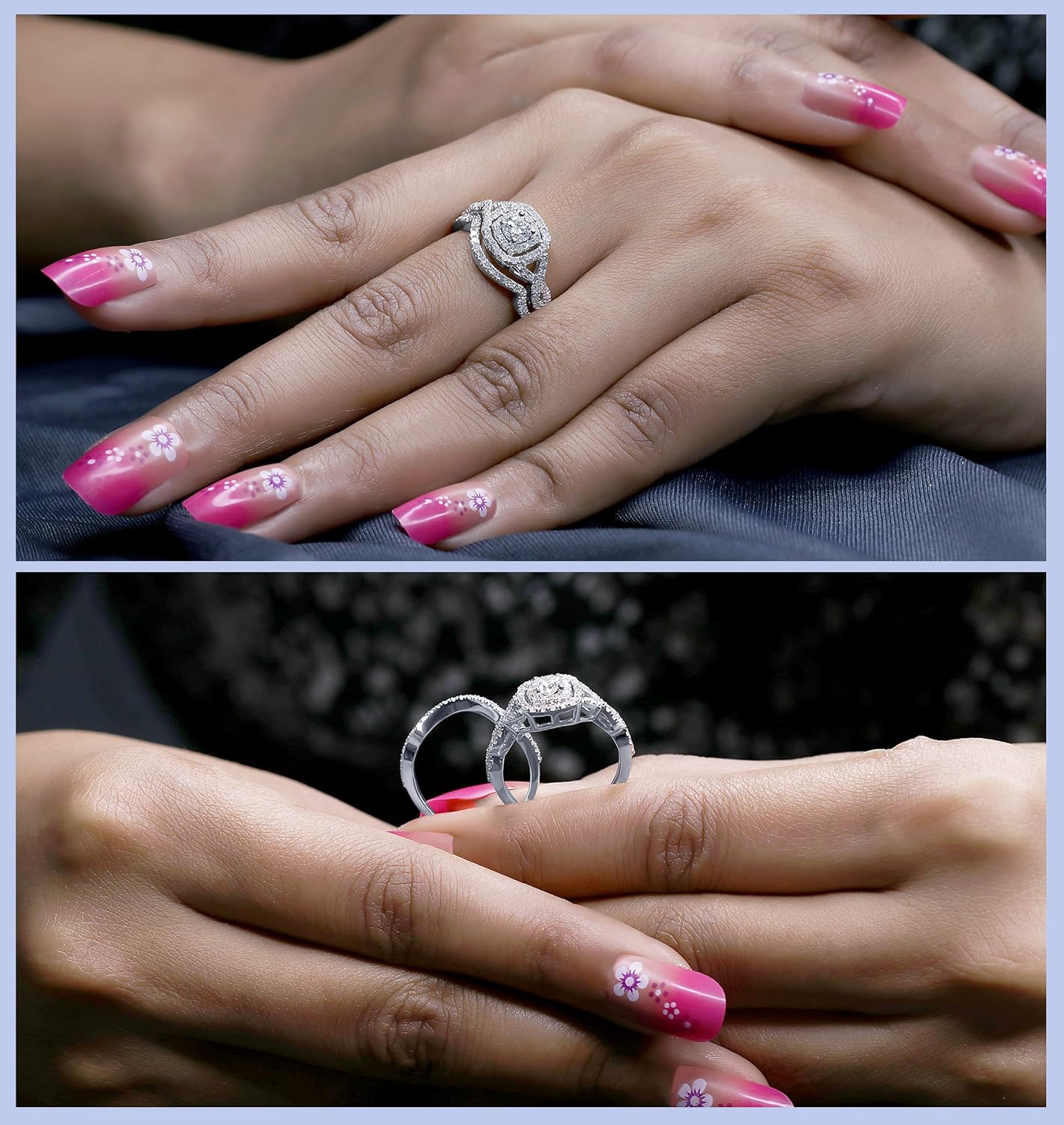 แหวนหมั้นทรงเบาะทรง Halo ประดับเพชรสีขาวทรงกลม 1.00 กะรัตจากคอลเลกชัน Dazzlingrock สำหรับผู้หญิงในทองคำแท้ 14K