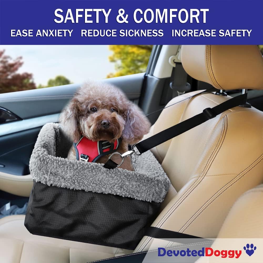 Deluxe Dog Car Seat Fits Pets up to 20lbs, Dog Booster Seat, Padded Cushioning, Adjustable Straps, Metal Frame Encasing, Installs in Seconds, Collapsible Canvas and Easy to Clean