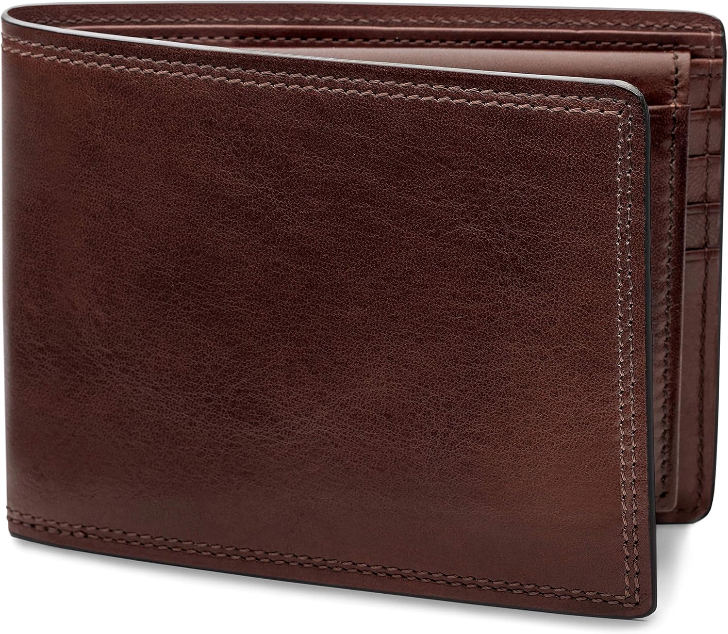 Bosca Mens Leather Wallet with Removable ID Passcase - Dolce Italian leather Wallet for Men 8 Card Slots, Bifold Design, Hand-Stitched Detailing, Polished Finish, Dark Brown · v3