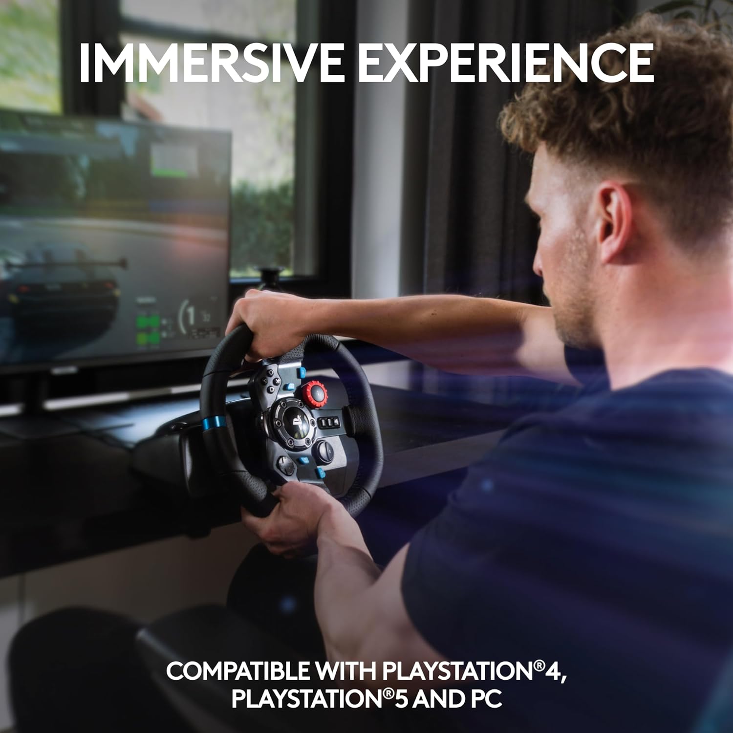Volant et pédales de sol Logitech G29 Driving Force Racing, Real Force Feedback, palettes de changement de vitesse en acier inoxydable, housse de volant en cuir pour PS5, PS4, PC, Mac, Noir