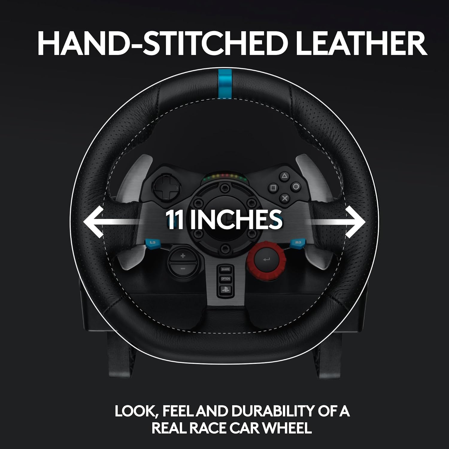 Volant et pédales de sol Logitech G29 Driving Force Racing, Real Force Feedback, palettes de changement de vitesse en acier inoxydable, housse de volant en cuir pour PS5, PS4, PC, Mac, Noir