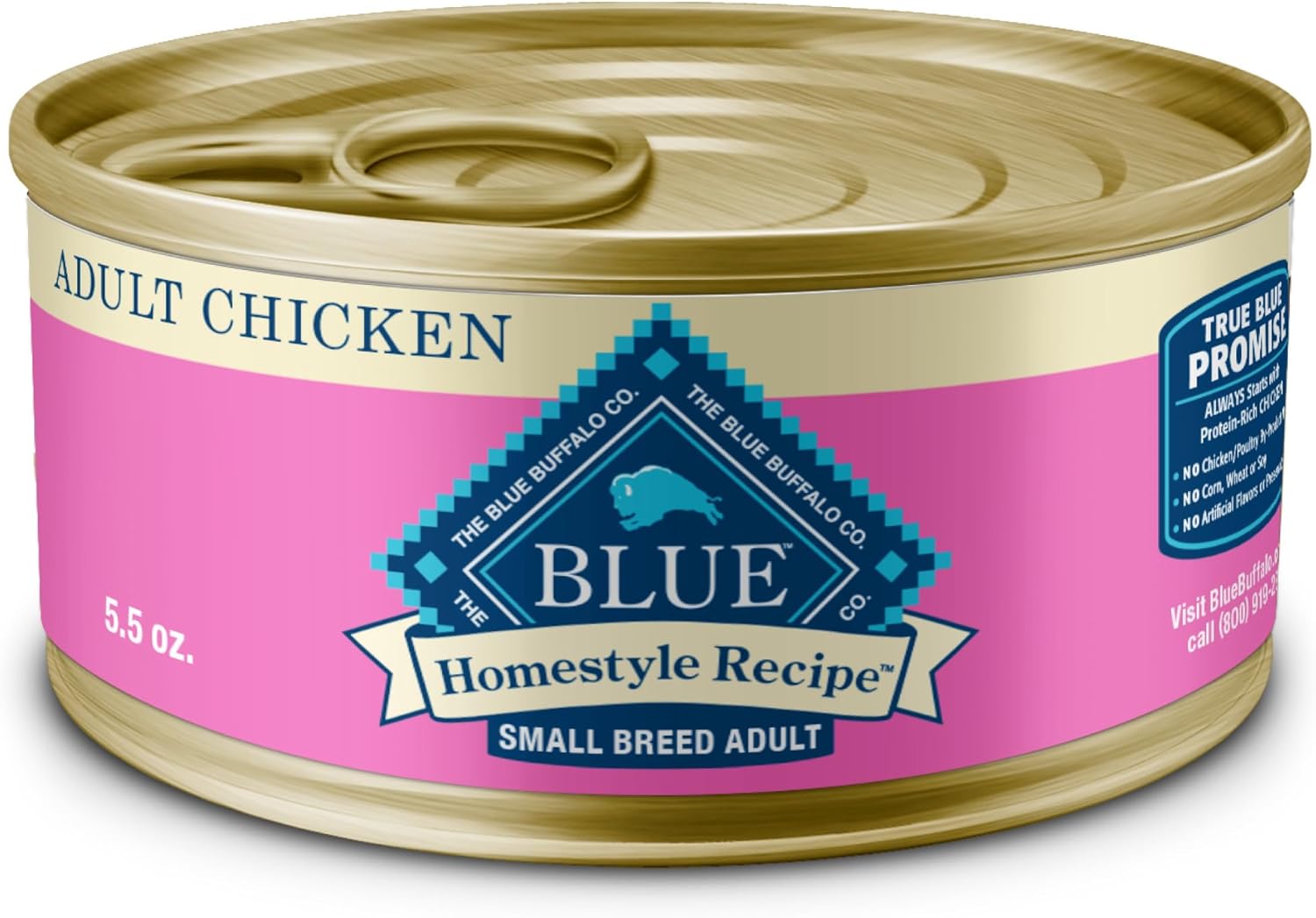 Alimento húmedo para perros Blue Buffalo Homestyle Recipe para adultos de razas pequeñas, hecho con ingredientes naturales, receta de pollo, 5.5 onzas Latas (24 unidades)