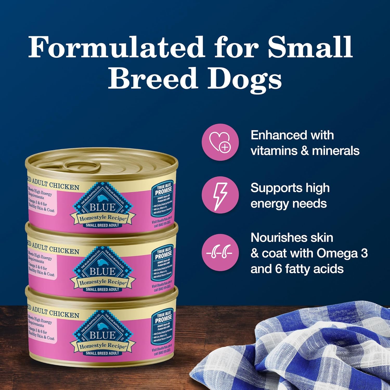 Alimento húmedo para perros Blue Buffalo Homestyle Recipe para adultos de razas pequeñas, hecho con ingredientes naturales, receta de pollo, 5.5 onzas Latas (24 unidades)