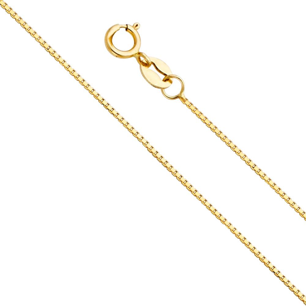 14k REAL Gold Solid Box Link Chain Necklace with Lobster Claw Clasp - Select Option · v4