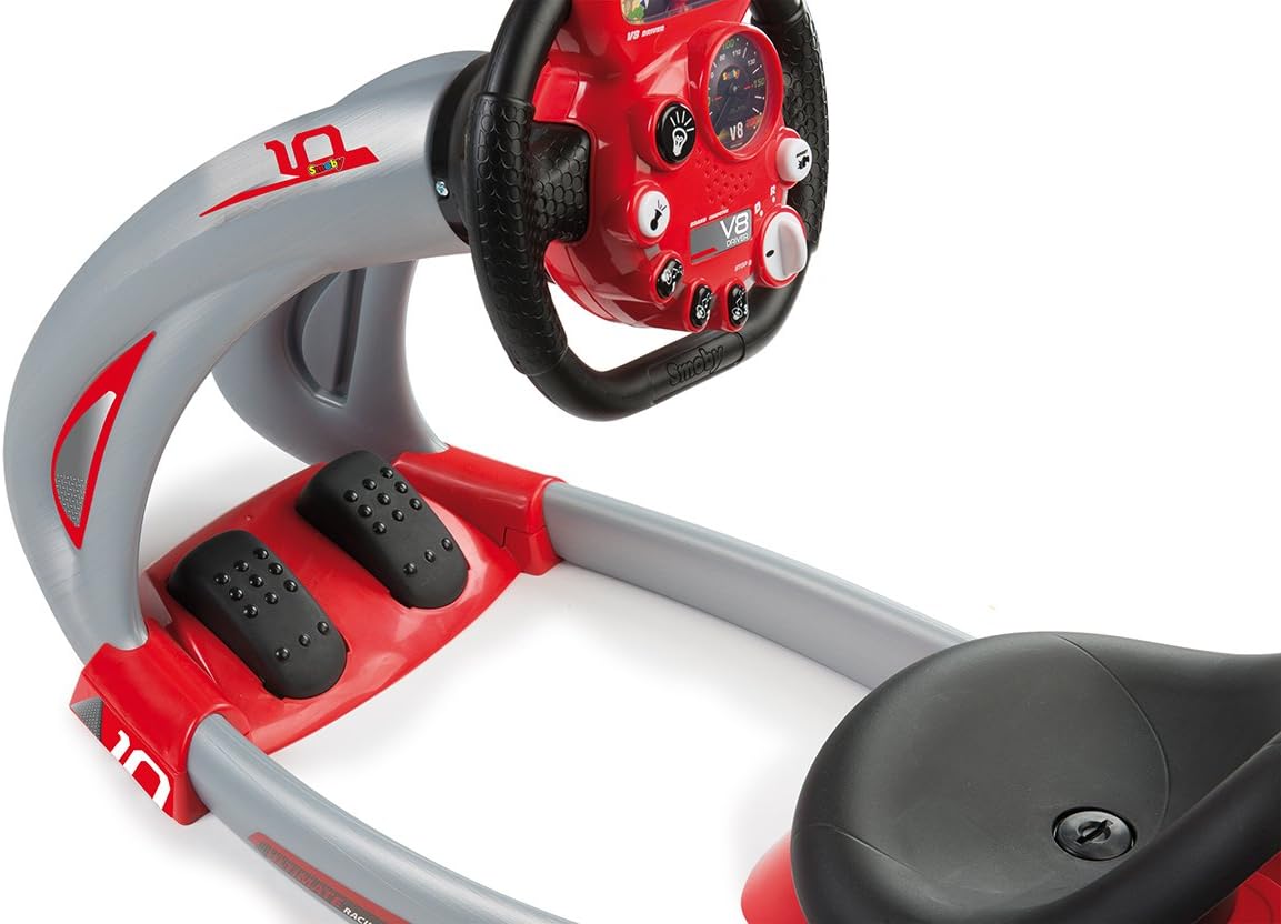 Smoby: V8 Driver, Kids Can Play and Develop Real Life Skills, Features Includes Back Lit Screen, Real Sounds and Mechanical Pedals, for Ages 3 and up · v8