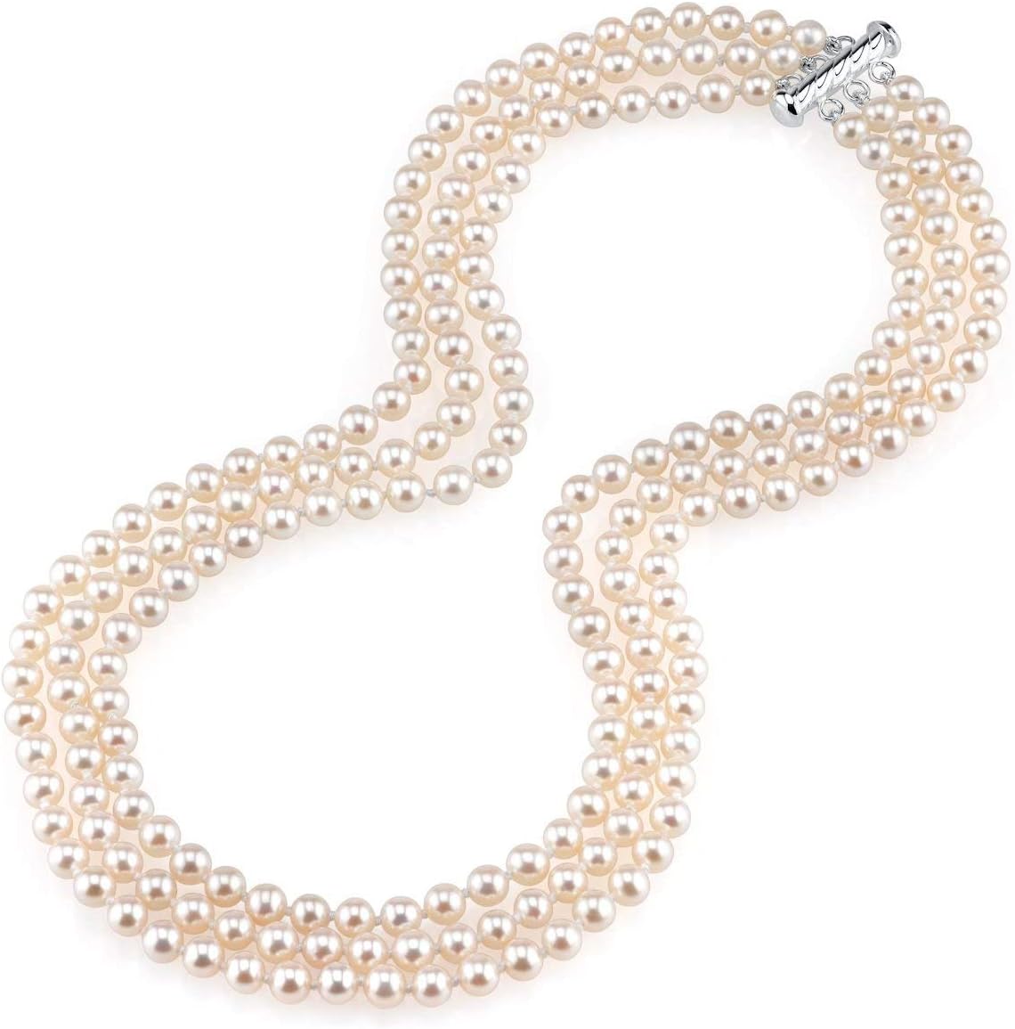 Pearl Source 5,0-5,5 mm AAAA Jakość potrójnej nici Biały słodkowodny naszyjnik z pereł hodowlanych dla kobiet w prezencie perłowym o długości księżniczki 16-17-18 na Boże Narodzenie, święta i rocznicę