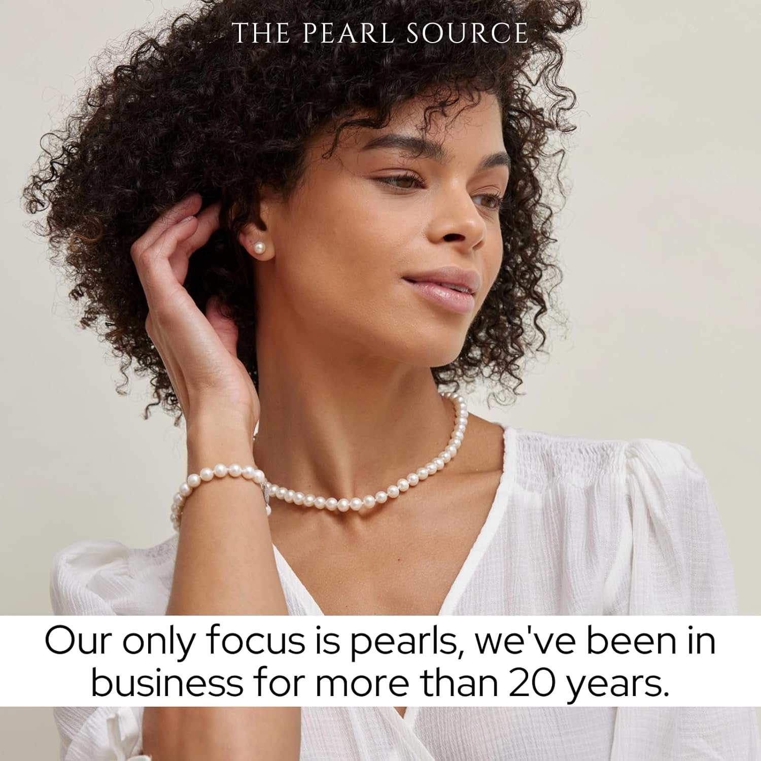 The Pearl Source Real Pearl Necklace AAA  Quality Round White Freshwater Genuine Cultured Pearls |14K Gold Plated Sterling Silver Clasp Pearl Gifts for Christmas, Holidays and Anniversary · v4
