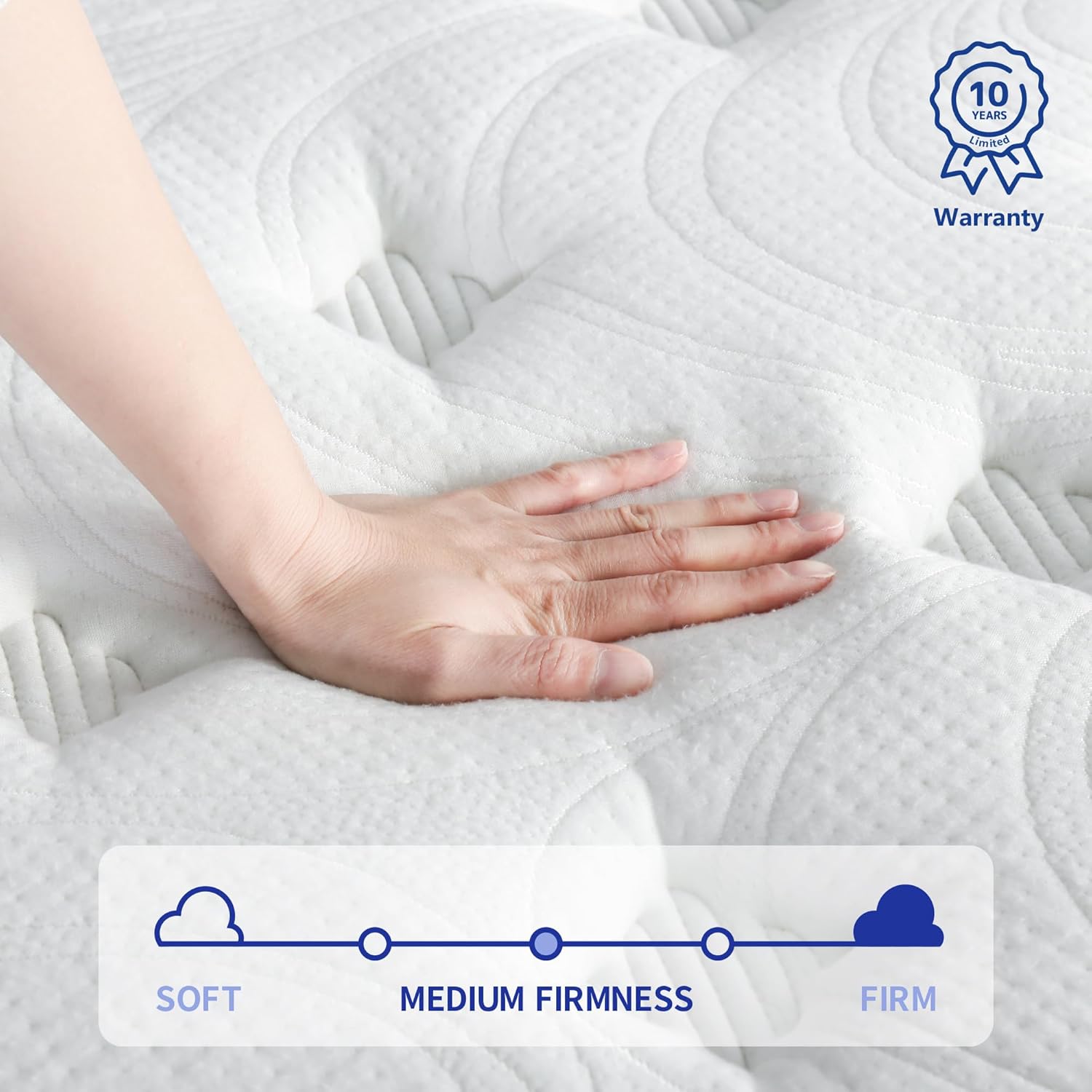 Olee Sleep Full Mattress, 10 Inch Plush Cloud Hybrid Mattress, Gel Infused Memory Foam, Pocket Spring for Support and Pressure Relief, CertiPUR-US Certified, Bed-in-a-Box, Soft, Full Size · v2