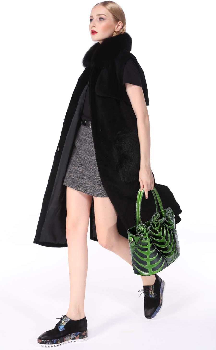 PIJUSHI Designer-Handtaschen Leaf für Damen, Schultertasche mit Tragegriff