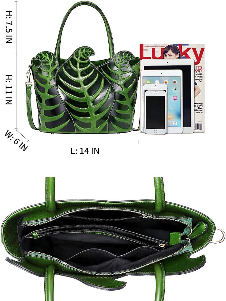 PIJUSHI Designer-Handtaschen Leaf für Damen, Schultertasche mit Tragegriff