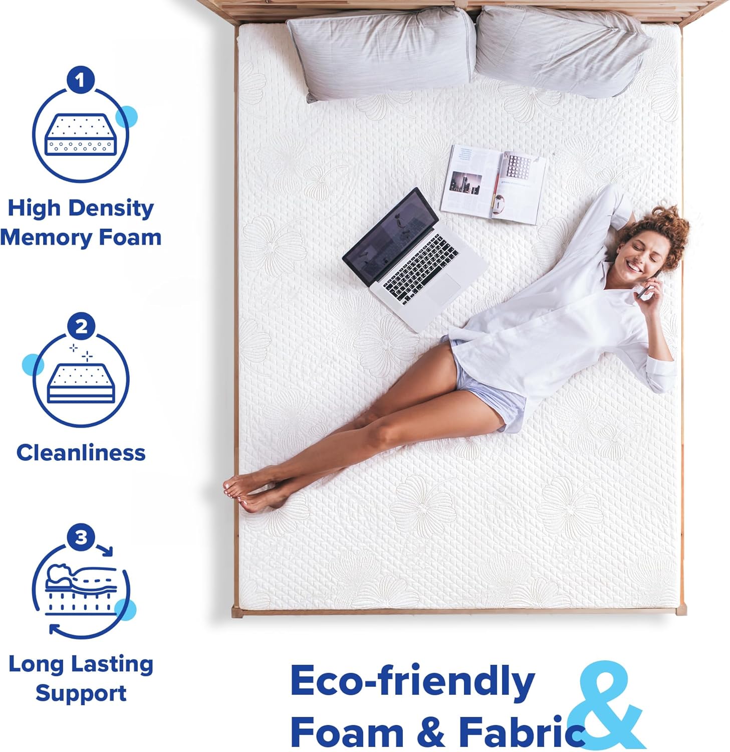 ที่นอน Olee Sleep Full ที่นอนเมมโมรี่โฟมเจลหนา 9 นิ้ว ผสมเจลเพื่อความสบายและบรรเทาแรงกด ผ่านการรับรอง CertiPUR-US เตียงในกล่อง แน่นปานกลาง ขนาดเต็ม