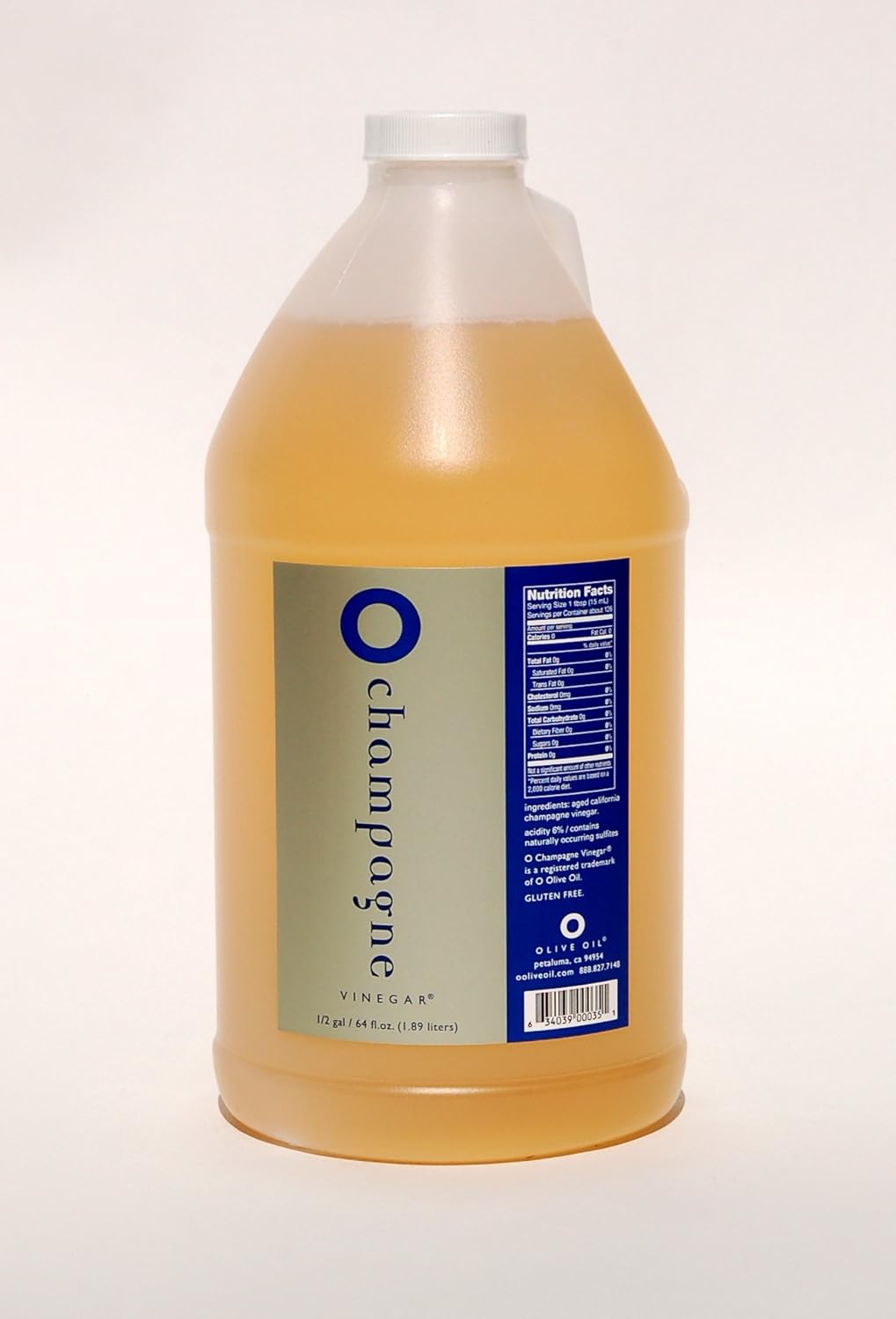 O Olive Oil Champagne Wine Vinegar - 0.5 gal, Sparkling Barrel-Aged Vinegar from Sonoma California, Sustainably Grown, Non-Sprayed, Pack of 2