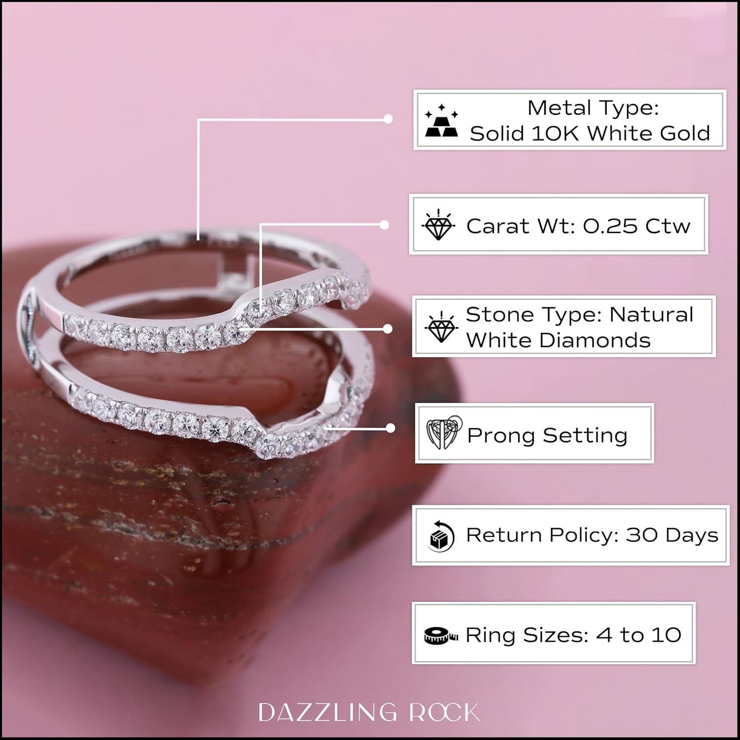 แหวนเพชรกลมสีขาวคอลเลกชั่น Dazzlingrock สำหรับผู้หญิง (0.25 กะรัต สี I-I ความบริสุทธิ์ I1-I3) ในทองคำแท้