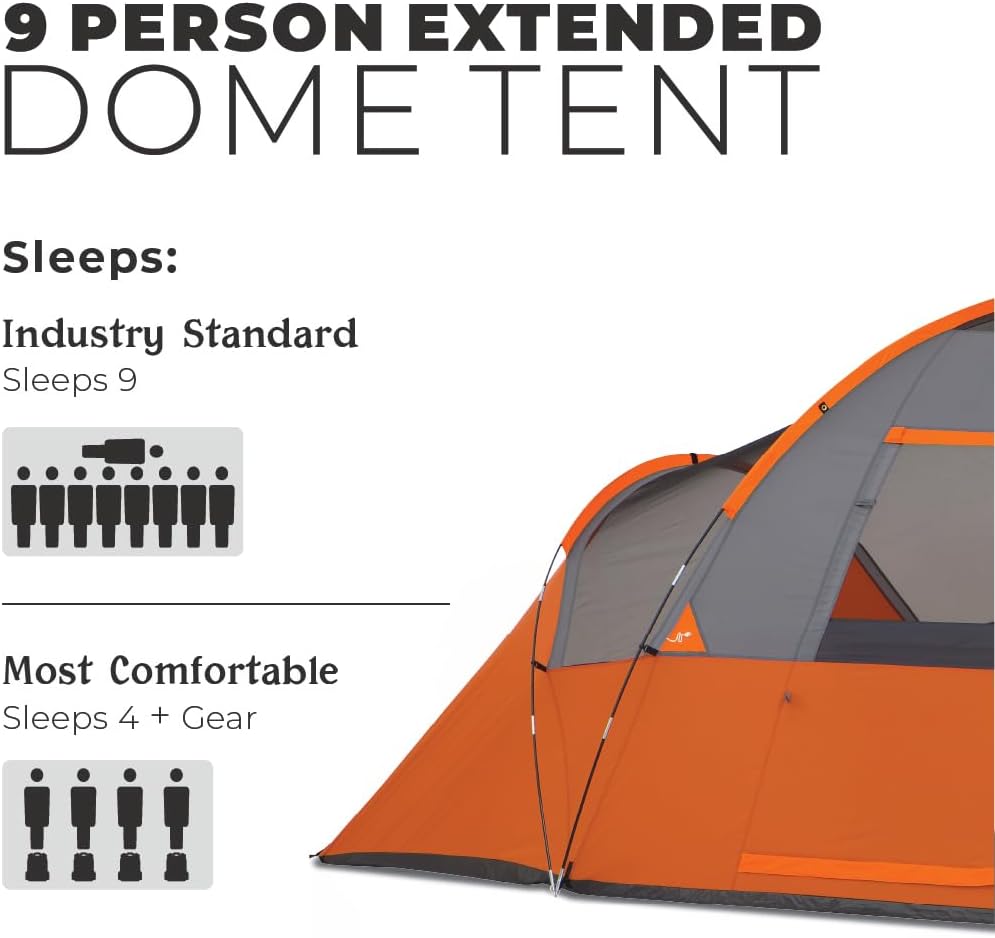 CORE Tents for Family Camping, Hiking and Backpacking | 4 Person / 6 Person / 9 Person / 11 Person Dome Camp Tents with Included Tent Gear Loft for Outdoor Accessories · v2