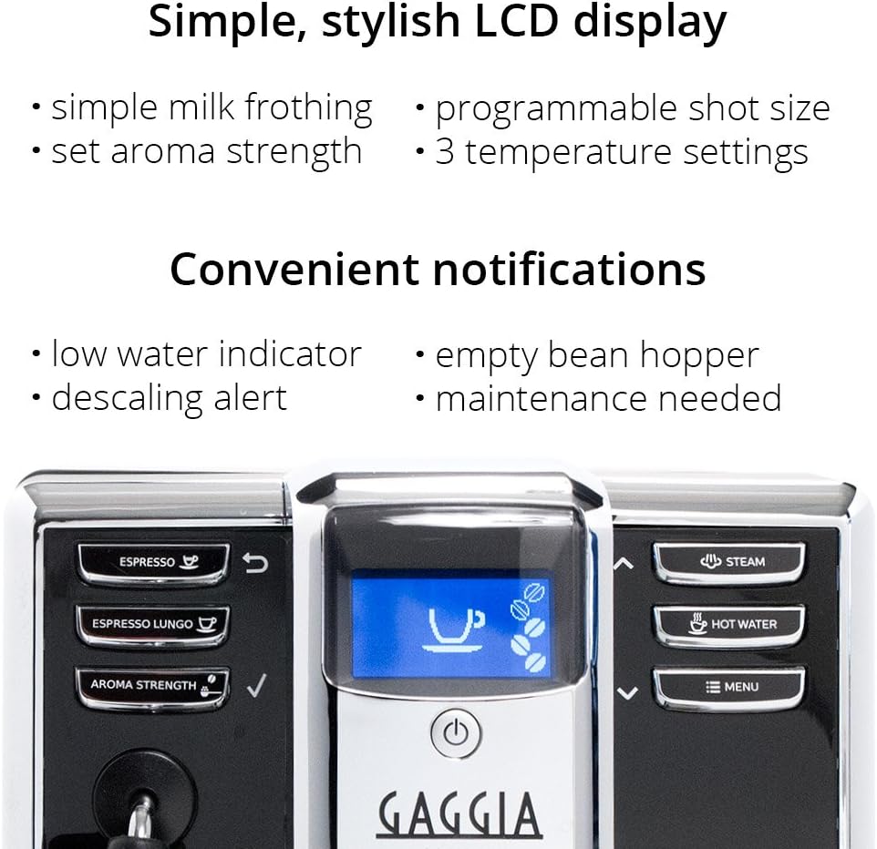 Gaggia Anima Coffee and Espresso Machine, Includes Steam Wand for Manual Frothing for Lattes and Cappuccinos with Programmable Options,Black · v2