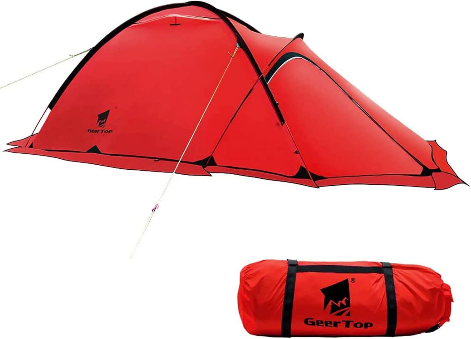 Geertop Tragbares 2-Personen-Zelt für 4 Jahreszeiten, wasserdichtes Rucksackzelt, doppellagig, allwetterfest, für Camping, Wandern, Reisen, Klettern, Bergsteigen — einfacher Aufbau