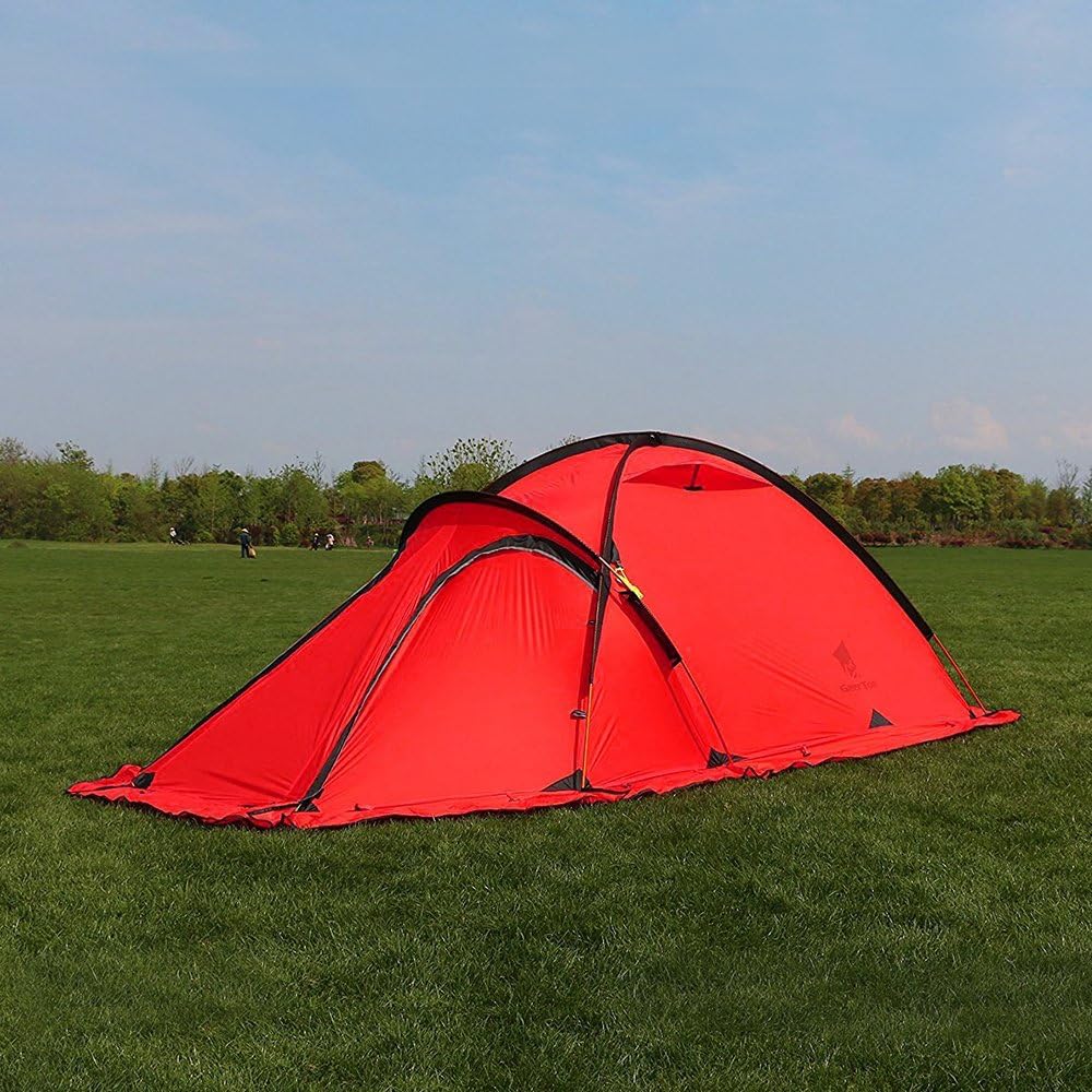 Geertop Tragbares 2-Personen-Zelt für 4 Jahreszeiten, wasserdichtes Rucksackzelt, doppellagig, allwetterfest, für Camping, Wandern, Reisen, Klettern, Bergsteigen — einfacher Aufbau