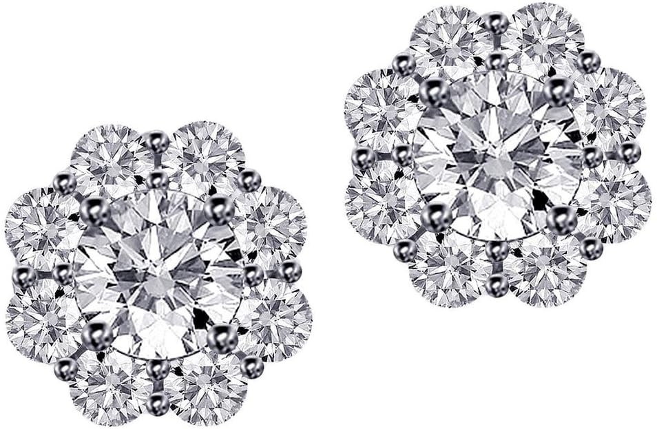 ต่างหูเพชรทรงกลม Brilliant Cut TW หนัก 1.70 กะรัต ในทองคำขาว 18k