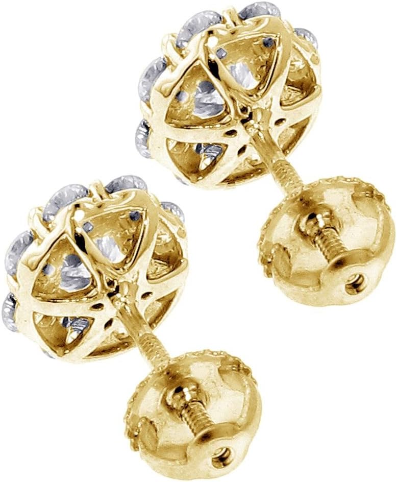 Orecchini a bottone con diamanti a grappolo da 1.70 CT TW a grappolo in oro giallo 18 carati