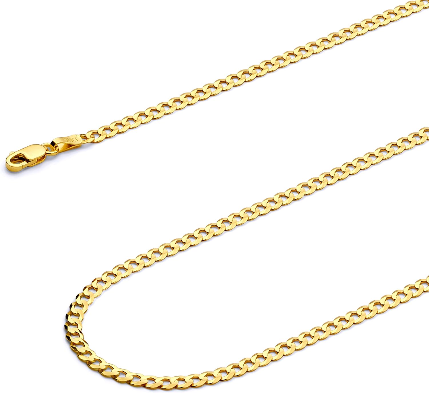 Kubanische, konkave Panzerkette aus massivem, 3 mm dickem Gelbgold, mit Karabinerverschluss