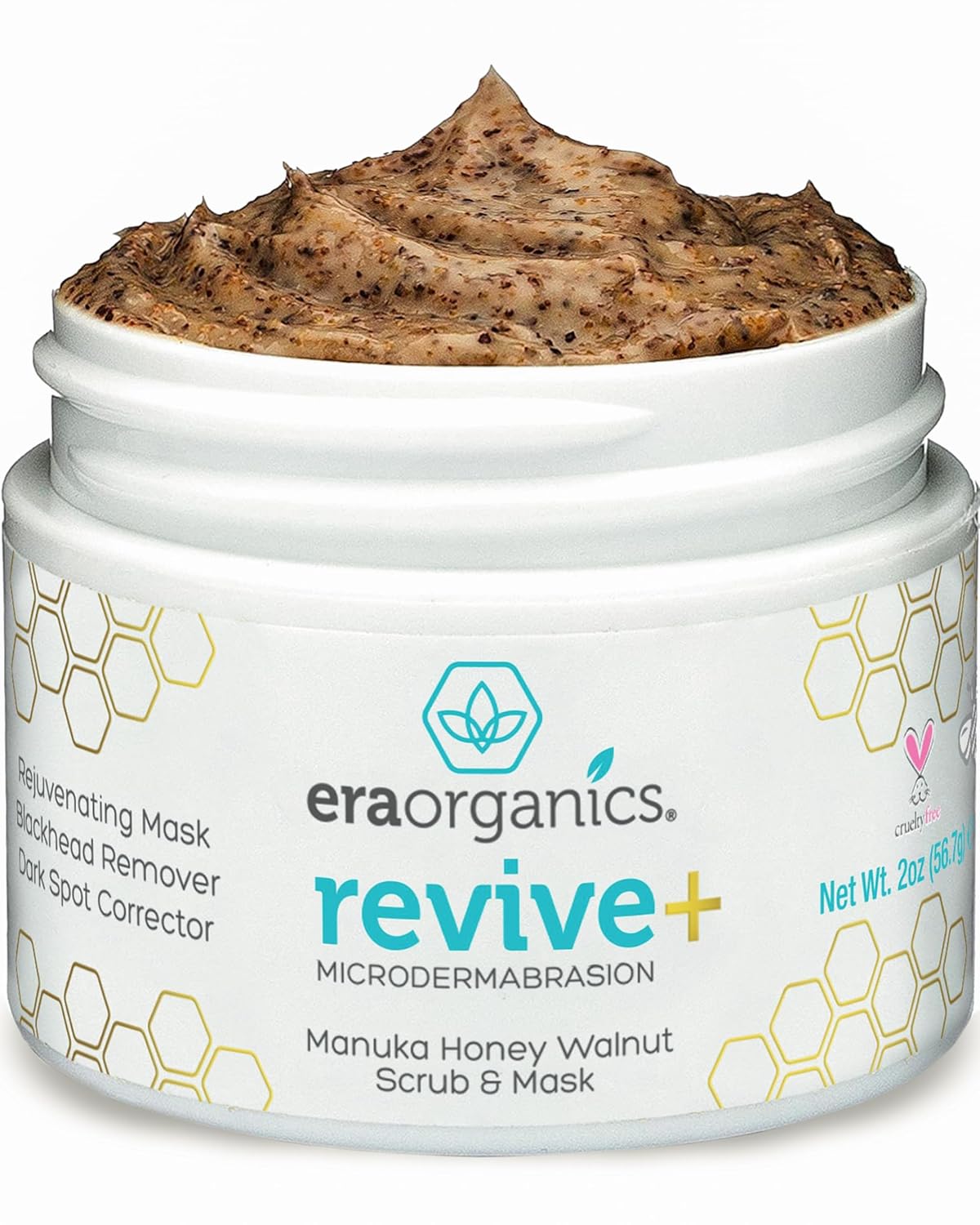 Era Organics Microdermabrasion Facial Scrub  Face Exfoliator - Spa Quality Exfoliating Mask with Manuka Honey Walnut Moisturizing Exfoliant for Dry Skin, Blackheads Wrinkles (2 oz)