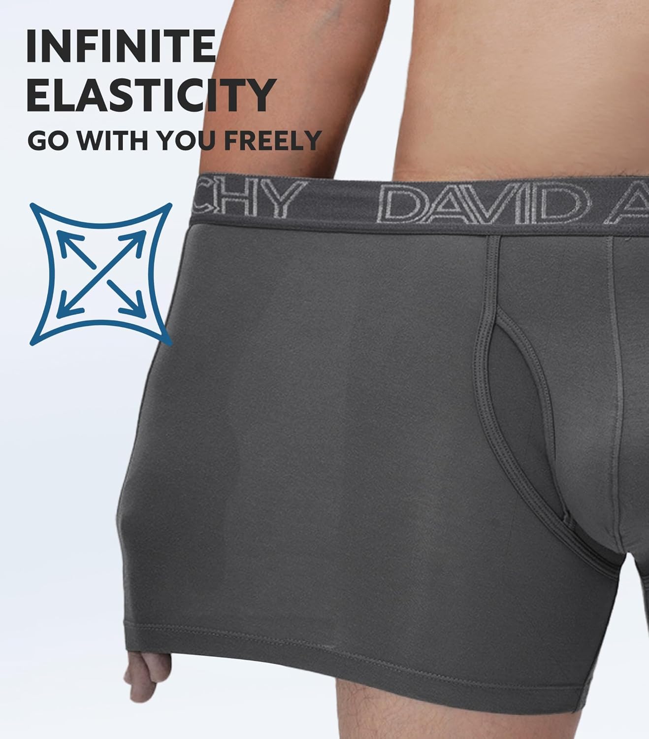 Calzoncillos tipo bóxer DAVID ARCHY para hombre, transpirables, suaves, que absorben la humedad con mosca, ropa interior para hombre, paquete múltiple