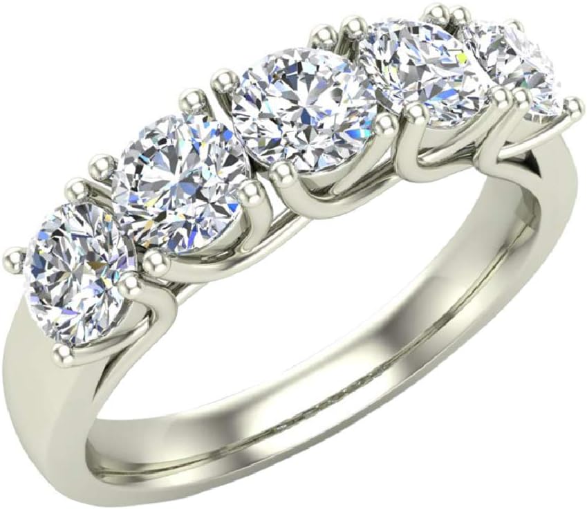 Glitz Design Wedding Band Diamond rings 5 stone Anniversary Trellis style 1.10 ct t.w (G, I1)