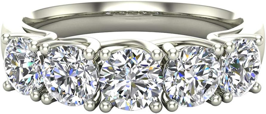 Glitz Design Wedding Band Diamond rings 5 stone Anniversary Trellis style 1.10 ct t.w (G, I1)