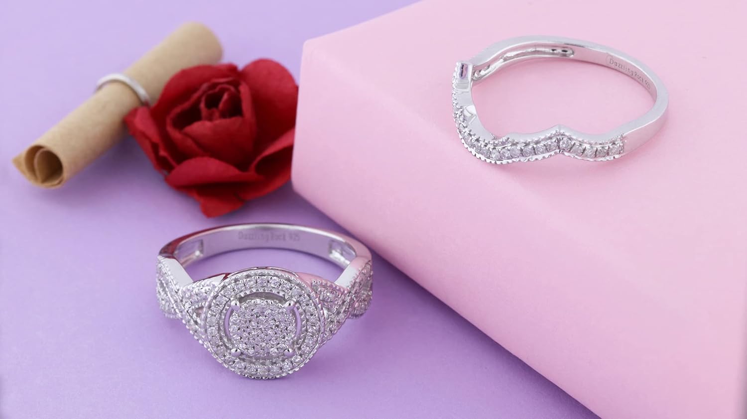 Dazzlingrock Collection Round White Diamond Engagement Ring Set for Women (0.50 ctw, Color I-J, Clarity I2-I3) in 925 Sterling Silver
