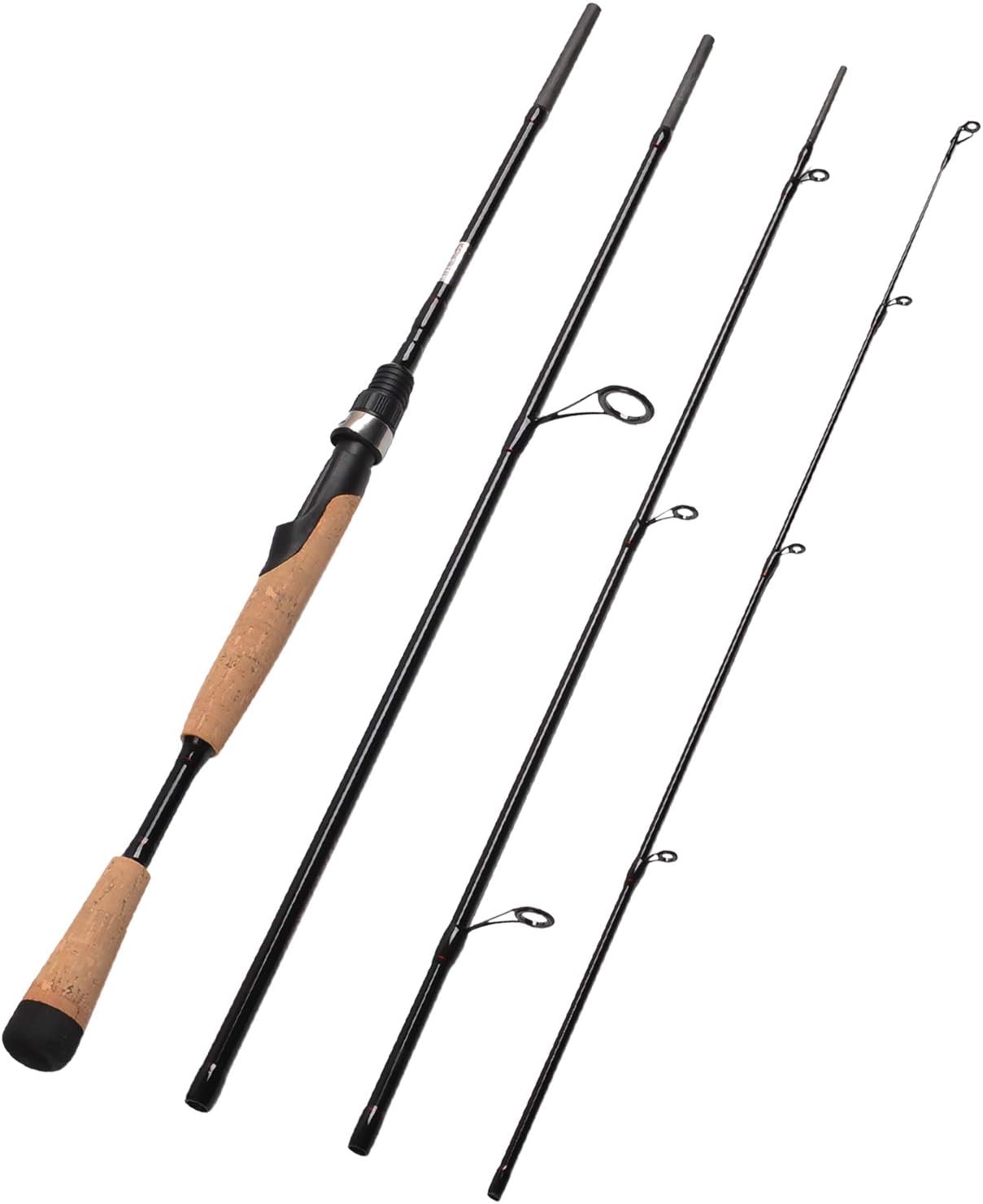 Caña giratoria Fiblink de viaje, 4 piezas, caña de pescar giratoria de carbono medio, caña de pescar portátil