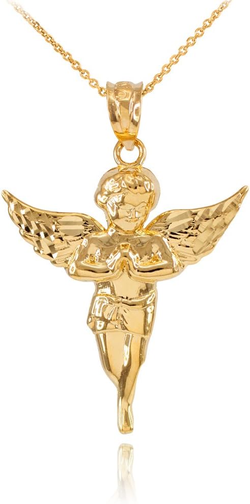 Religious Jewelry 14K Yellow Gold Angel Heavenly Guardian Pendant Necklace - Choice of Length · v2