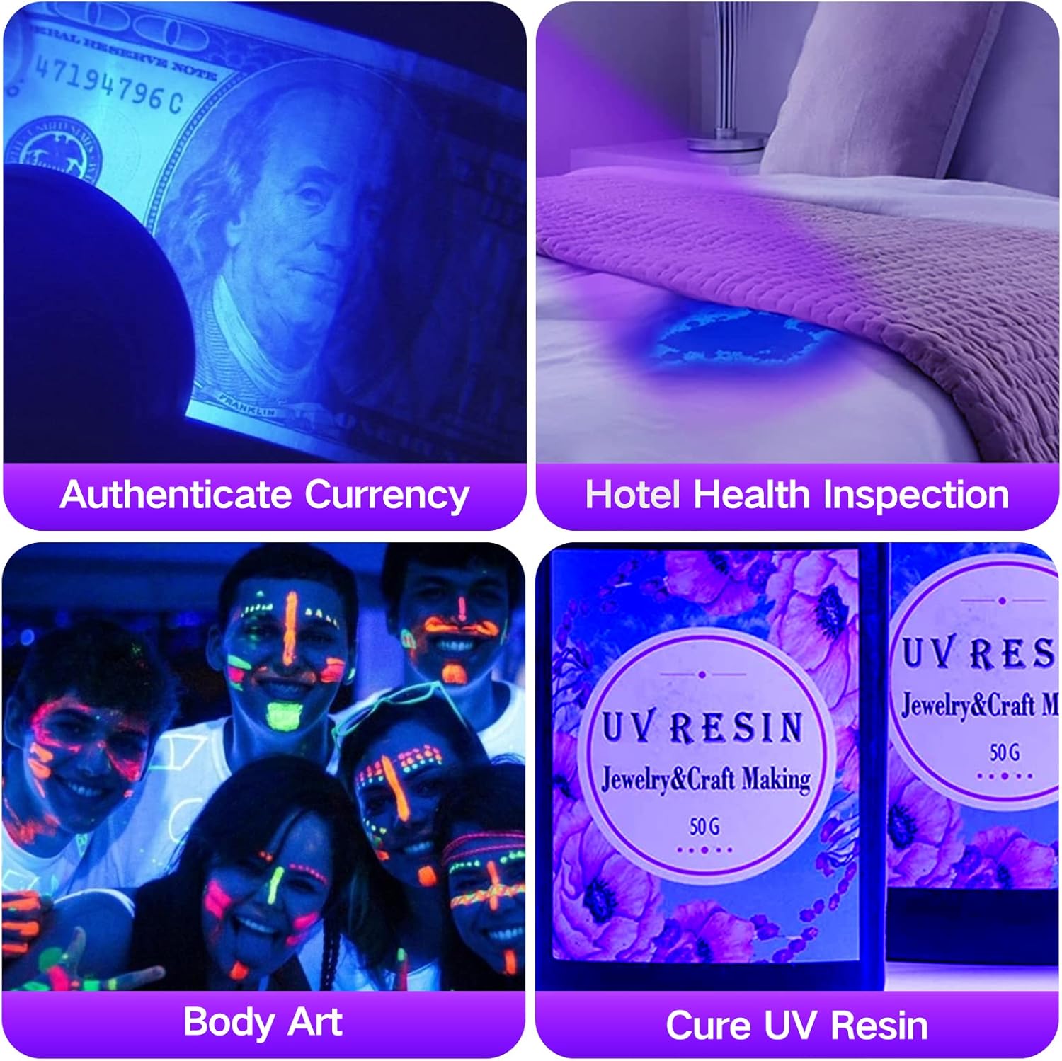 Vansky UV Flashlight Black Light, 51 LED Blacklight Pet Urine Detector for Dog/Cat Urine, Dry Stains, Bed Bug, Resin Curing, Scorpions Finder · v4