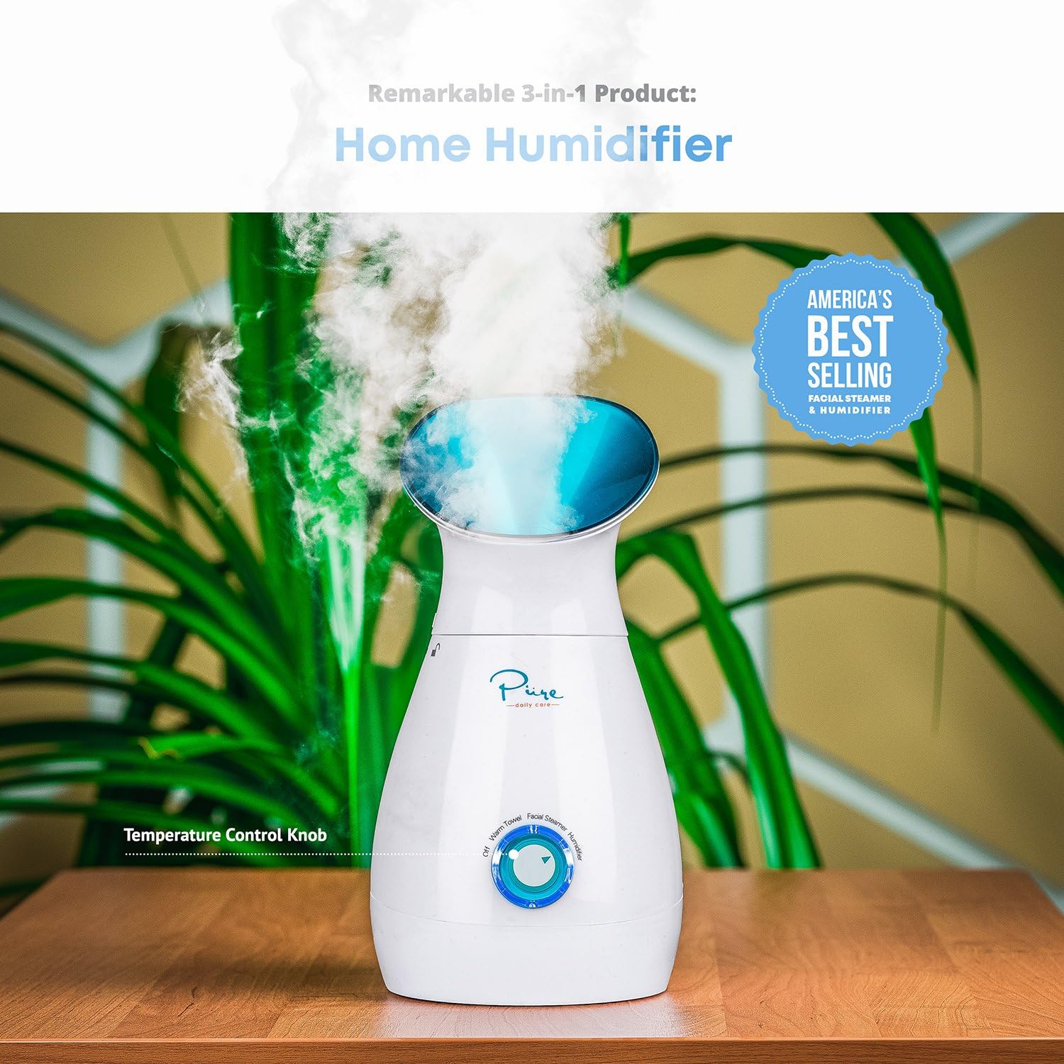 NanoSteamer Large 3-in-1 Nano Ionic Facial Steamer with Precise Temp Control - Humidifier - Unclogs Pores - Blackheads - Spa Quality - Bonus 5 Piece Stainless Steel Skin Kit (Teal) · v2