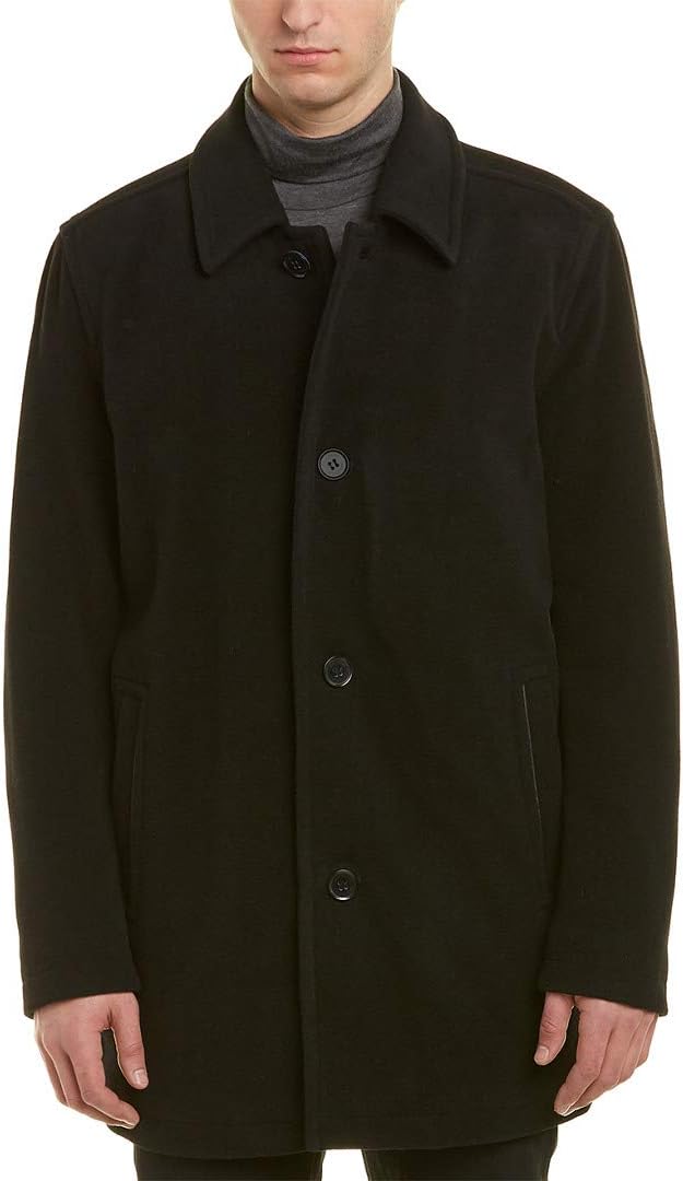 Cole Haan Mens Button Up Wool Plush Car Coat · v3