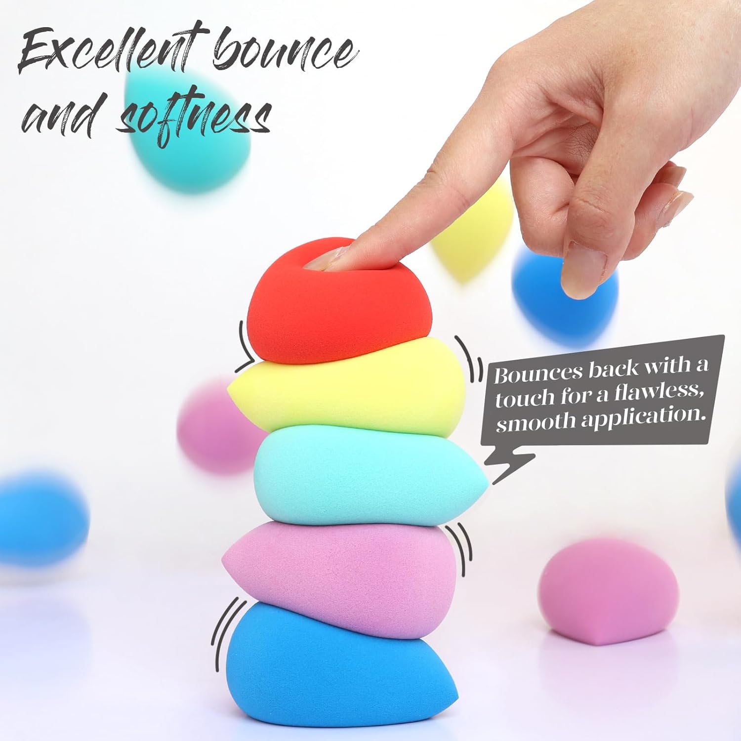 BEAKEY Makeup Sponge 5 Pcs Set, Latex-Free and Soft Boun Boun Beauty Sponge for Blending, Makeup Sponges for Foundation, Liquid, Cream and Powder. Blender for Enhanced Make Up Application · v2