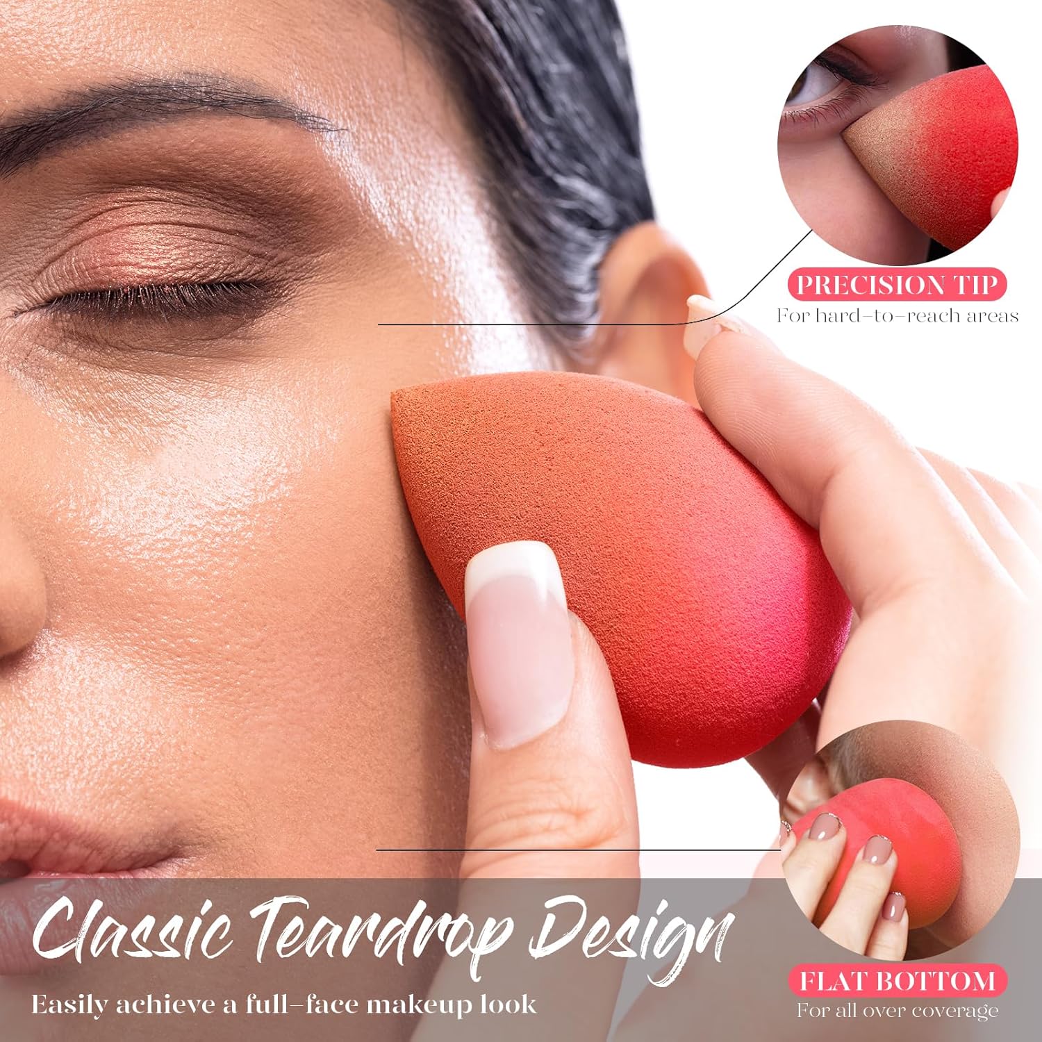 BEAKEY Makeup Sponge 5 Pcs Set, Latex-Free and Soft Boun Boun Beauty Sponge for Blending, Makeup Sponges for Foundation, Liquid, Cream and Powder. Blender for Enhanced Make Up Application · v2