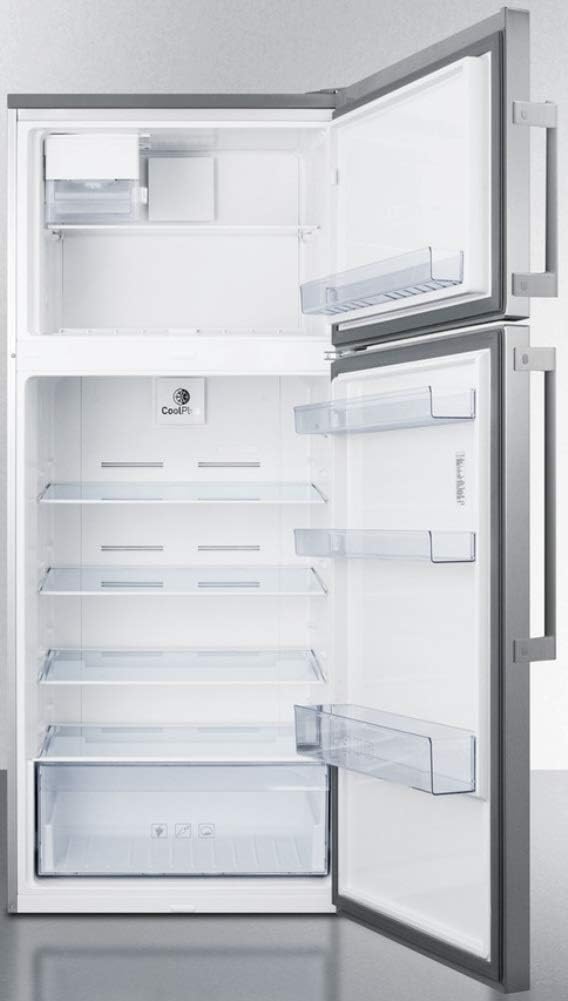 Summit Appliance FF1512SSIM ENERGY STAR Certified Counter Depth 28 Wide 12.6 Cu.Ft. Top Mount Refrigerator-Freezer with Stainless Steel Door, Platinum Cabinet and Icemaker · v4