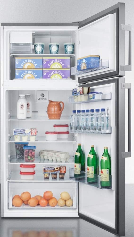 Summit Appliance FF1512SSIM ENERGY STAR Certified Counter Depth 28 Wide 12.6 Cu.Ft. Top Mount Refrigerator-Freezer with Stainless Steel Door, Platinum Cabinet and Icemaker · v4