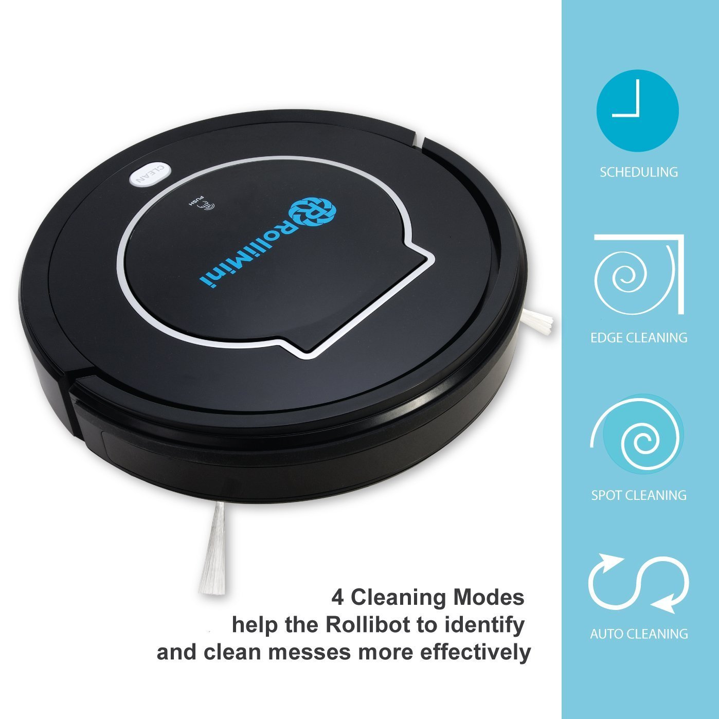 Rollibot Mini BL100 - Aspirapolvere robotico silenzioso. Robot aspirapolvere e spazzatrice per superfici dure
