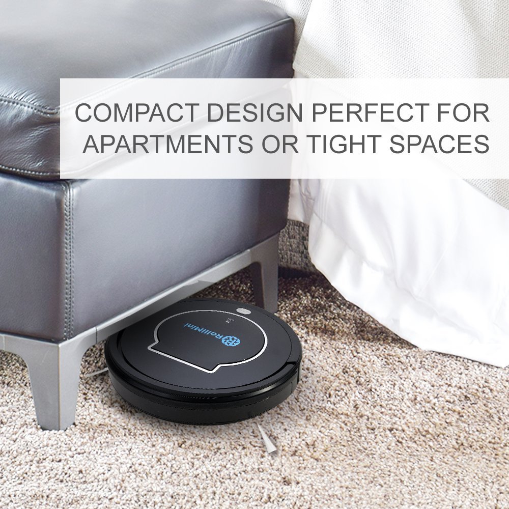 Rollibot Mini BL100 - Aspirapolvere robotico silenzioso. Robot aspirapolvere e spazzatrice per superfici dure