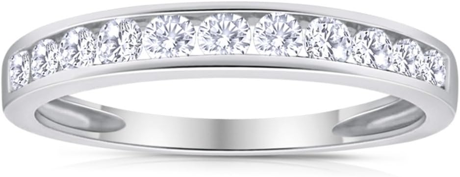 1/2 Carat TW Diamond Channel Wedding Band in 10k White Gold · v2