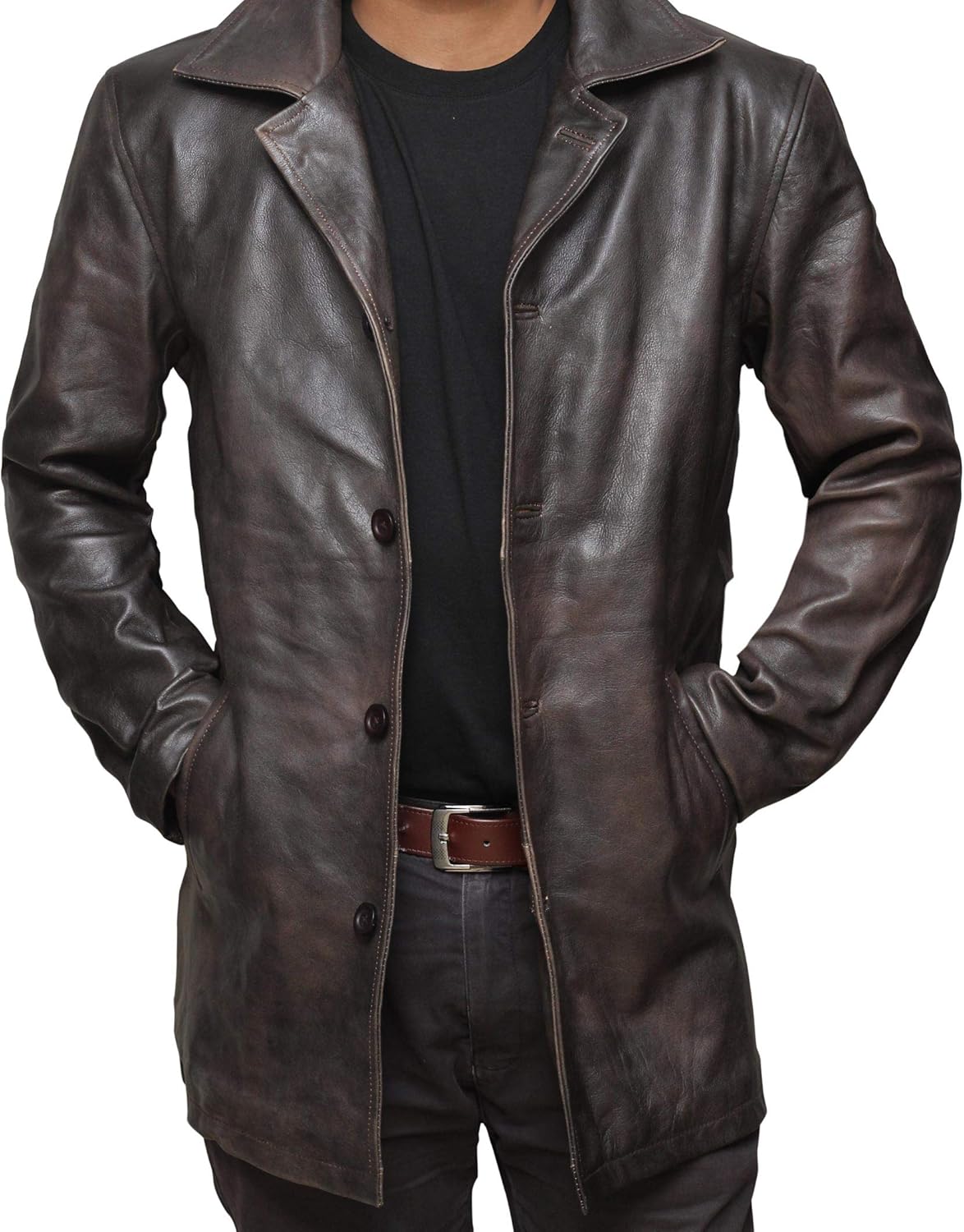 Brown Leather Jacket Men - Natural Distressed Leather Jackets for Men · v2