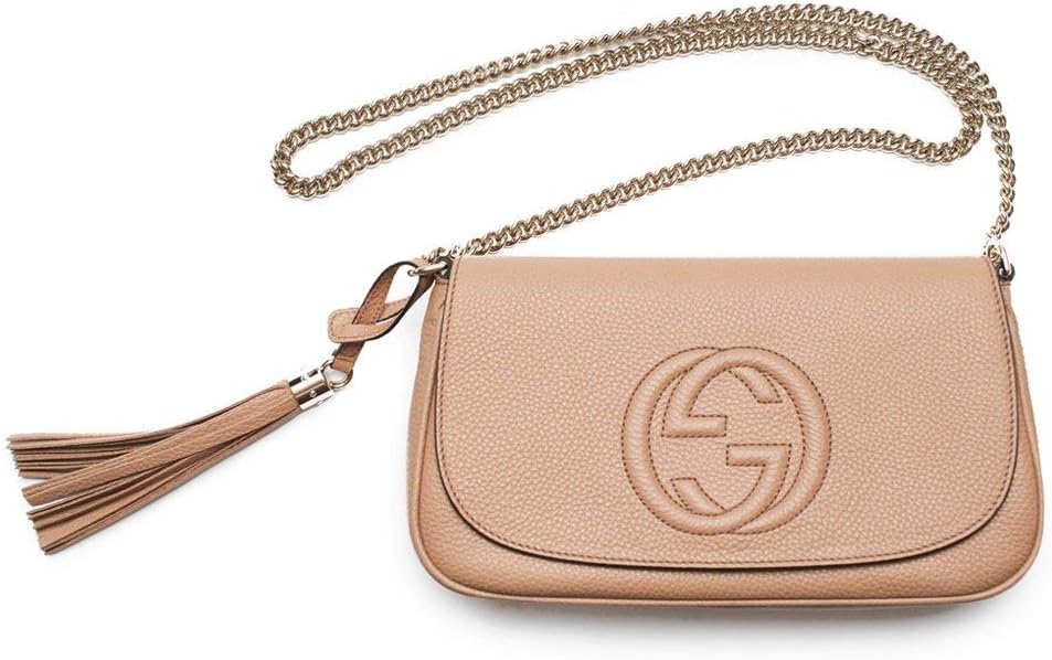 حقيبة كتف Gucci Soho Camelia Rose Beige Light Tan من الجلد جديدة