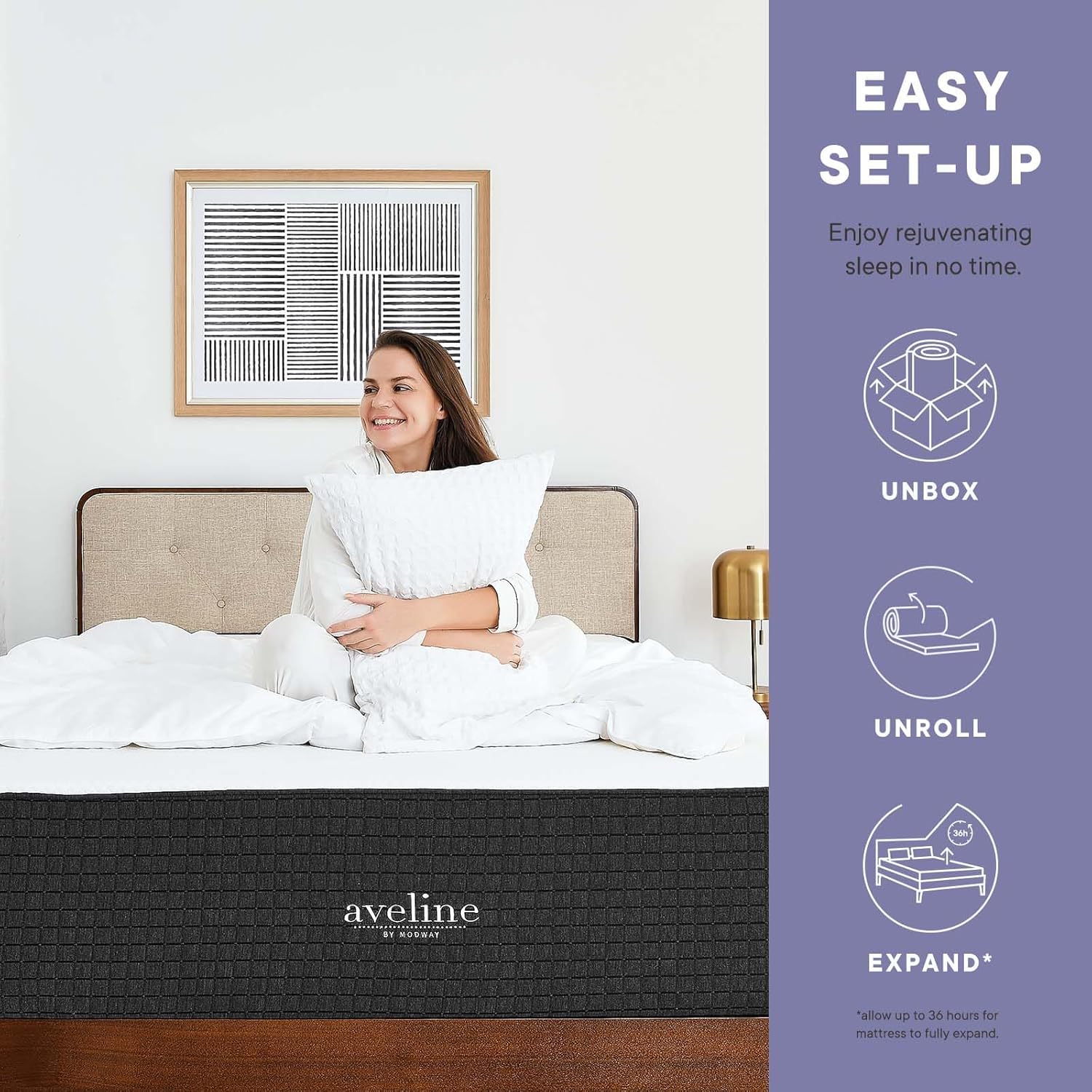 Modway Aveline Gel Infused Memory Mattress with CertiPUR-US Certified Foam, Full, White · v2