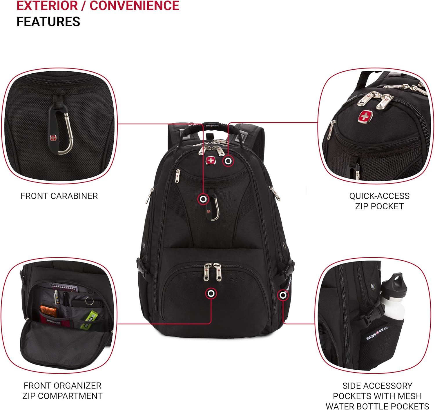 SwissGear 5977 ScanSmart กระเป๋าเป้สะพายหลังใส่โน้ตบุ๊ก สีดำ ขนาด 17 นิ้ว