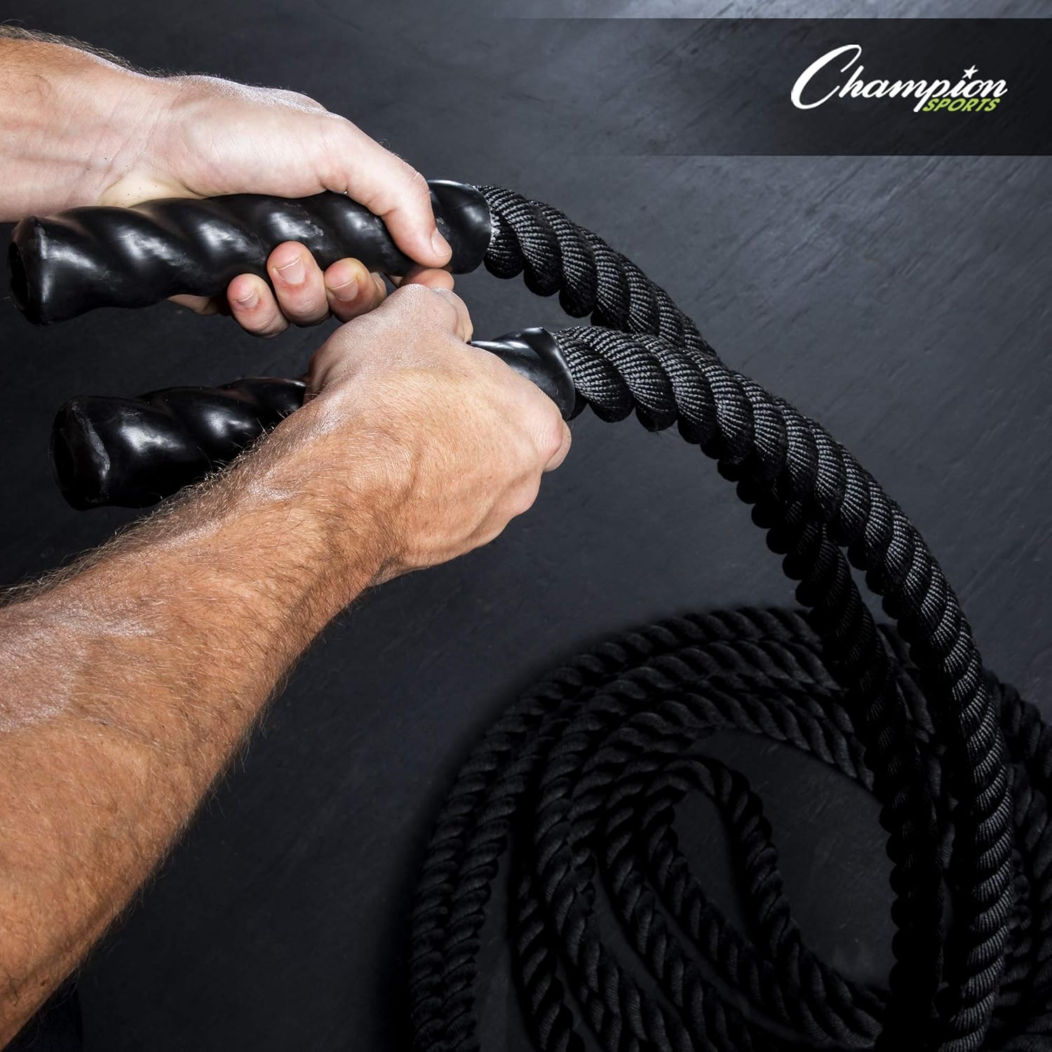 Champion Sports Heavy Training Rope: Rhino Poly Strength  Conditioning Heavy Gym Battle Ropes - Cardio, Cross Training, Weight Training amp; Crossfit