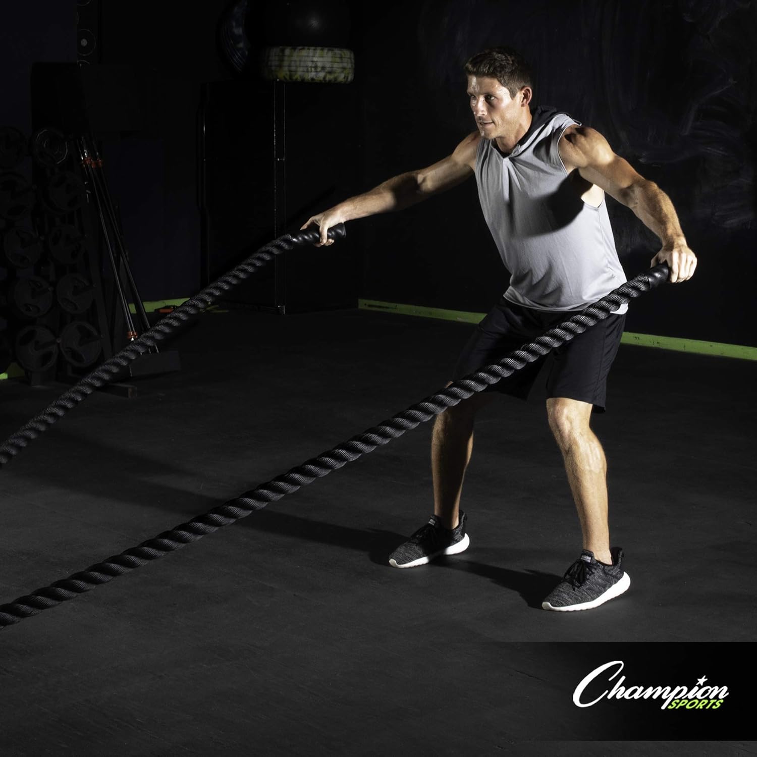 Champion Sports Heavy Training Rope: Rhino Poly Strength  Conditioning Heavy Gym Battle Ropes - Cardio, Cross Training, Weight Training amp; Crossfit